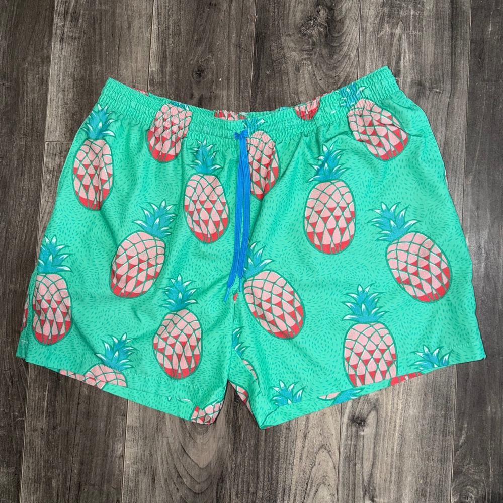 Chubbies Mens 2XL Pineapple Print Swim Trunks Teal Green 5.5 Inseam Mesh Lined - Picture 4 of 5